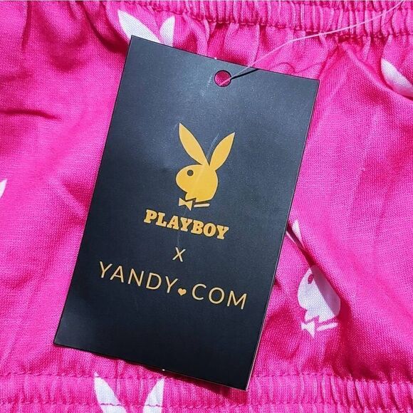 Playboy Pink White Bandeau Pajama Short Set -E - Picture 4 of 6
